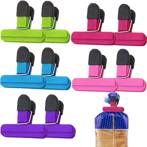 10 Pcs Multicoloured Food Clips for Storage - Freezer Bag Sealing Clips for Snacks, Coffee, Potato Chip Bags, Frozen Food - Home Kitchen Office Camping