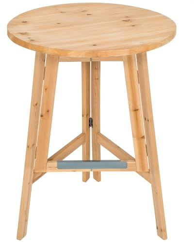 TecTake® Tavolo da Bistrot in Legno Massello Rotondo da Giardino, Struttura Robusta, Tavolo Pieghevole, Altezza Ottimale, da esterno - altezza ca. 110 cm, Ø 79 cm