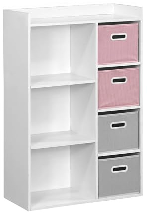 Aufbewahrungsmöbel für Kinder mit 7 Fächern und 2 rosa und 2 grauen Boxen - Camille