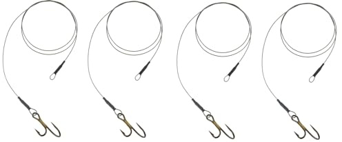 Set: 4 x JENZI Vorfach Rig Ryder-Haken 7x7, 50 cm 9,12 & 15kg Hecht, Zander Köderfisch mit Schlaufe Hakengröße 1/0, 2/0, 3/0 + gratis Petri Heill! Aufkleber (Hakengröße 3/0 15kg)