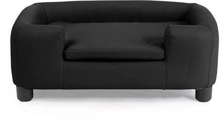 RYpetmia 63,5 cm modernes Haustiersofa mit kratzfestem PU-Stoff und verstellbaren Beinen, erhöhte Hundesofa für kleine und mittelgroße Hunde, bequemes Hundesofa