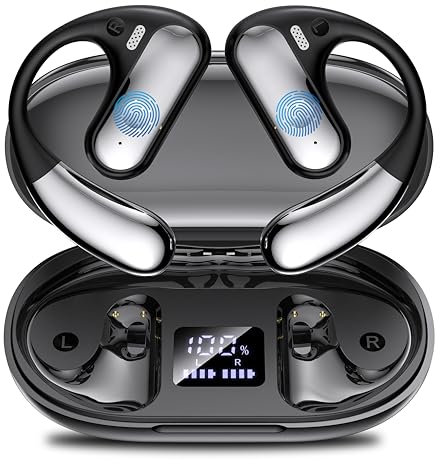 EUQQ Cuffie a Conduzione Ossea: Wireless Bluetooth 5.4 dal Design Aperto, Sportive, 50 Ore di Riproduzione, Progettate per lo Sport