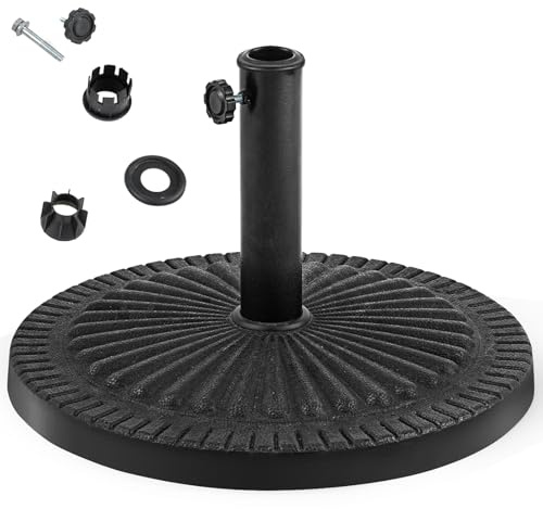 KOMFOTTEU Runder Sonnenschirmständer aus Harz, Schirmständer für Schirmstöcke von 38/48 mm, Marktschirmständer 14 kg, Sonnenschirmfuß für Garten, Terrasse