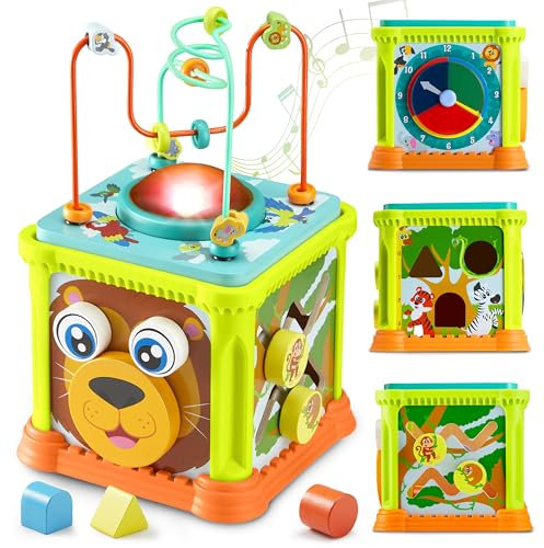 SYNCFUN Motorikwürfel Aktivitätswürfel 8In1 Multifunktions Baby Motorikspielzeug ab 1 Jahr Kinder Montessori Lernspielzeug Montessori Spielzeug ab 1 2 3 4 5 6+Jahr Baby Spielzeug ab 6 8 9 Monate