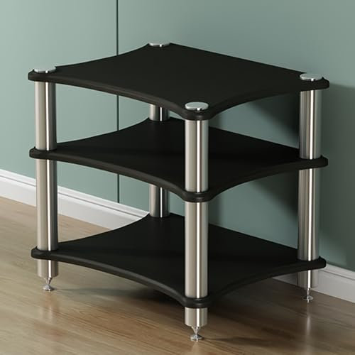 Audio-Rack AV-Tower-Medienständer Bewegliche 3-stufige Heimstereoanlage Display-Plattenspieler-Stereo-Receiver Hoher Robuster Audio-Video-Medienständer mit Verstellbarem Regal für Theater-Tonstudio(Da