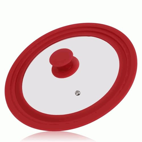 CHEFZOCO Tapa Universal para sartenes y ollas, ajustable, tapa multiusos con válvula de vapor, tapa Sartén Universal, Tapadera Olla, Cristal, Bordes silicona, 16 a 20 cm