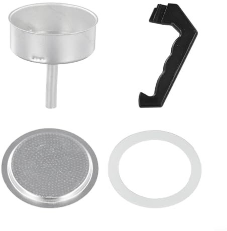 zeroupshop Coffee Moka Pot Accessories Set, Espresso Coffee Moka Pot Replac Part Handle Gasket Seal Funnel Filter, for Espresso Coffee Moka Pot Accessories(9 Cup)
