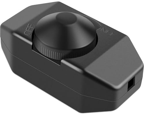 TECHZOCO Potenziometro regolatore della luce con interruttore, Dimmer LED, interruttore regolatore intensità, attenuatore di luce, adatto per 60 W, 230 Volt, collegamento saldato, PVC, nero