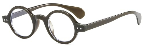 LJCZKA Runde Blaulichtfilter Brille Klein Damen Herren Retro Runde Computer Brille Ohne Stärke Anti-Müdigkeit für PC, TV und Handy