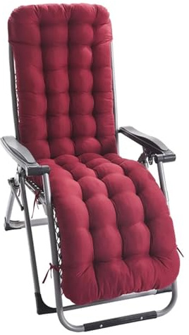 MAQDDO Deckchair Cushion Long Cushion Recliner Chair Cushion Replacement Thicken Cushion Long Chair Couch Seat Cushion Pads Garden Lounger Mat For Indoor Outdoor(Red)