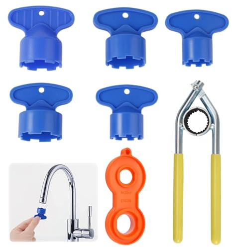 PetGlimmer 7-Teiliger Wasserhahn Schlüssel Kunststoff | Mehrere Spezifikationen Schlüssel, Mischdüsenschlüssel für Wasserhähne in Bad und Küche, M16/M18/M20/M21/M22/M24/M28