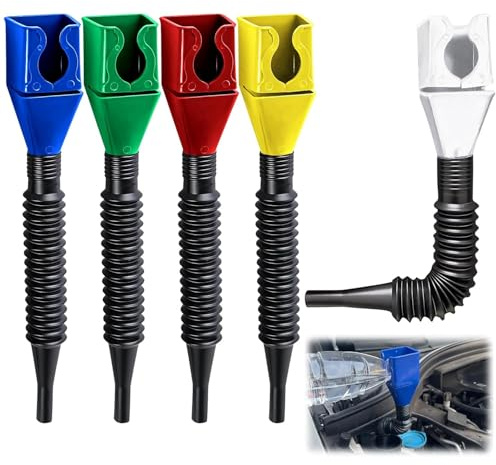 5Pcs Flexible Wide-Mouth Funnel with Built-In Filter, Snap Fit Car, Oil Funnel for Car, Adblue, Collapsible Silicone for Automotive, Household, and Outdoor Use