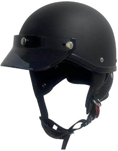 VVPEC Mezzo Casco Jet Moto retrò Caschi Scodella Portatile, ECEDOT Omologato Mezzo Elmetto da Moto retrò per Uomo Donna Biker Cruiser Scooter Touring(2,XL=61~62cm)