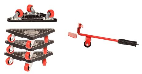 Aqbau® Lot de 5 roulettes de transport pour meubles avec élévateur de charge, lève-meubles, chien, transport de meubles, roulettes de transport, aide au déménagement, lève-meubles universels, capacité