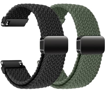KUBFDL Nylon Uhrenarmband 22mm 20mm 18mm Elastisch Armband mit Magnetisch Verschluss für Damen Herren Schnellverschluss Smartwatches Ersatzarmband Verstellbares Atmungsaktive Sport Uhrenarmbänder