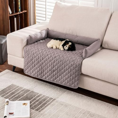 LOMUG Pelzbarn Kühlendes Sofabett, Pelzbarn Kühlmatte Hundebett, Hundedecke Hundesofa Sofaschutz Vier Jahreszeiten Universal Hundecouchbett Waschbar rutschfest Hundekissen für Sofa Boden Auto, 75x75cm