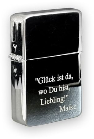 Contento | Feuerzeug mit Gravur | Persönliches Sturmfeuerzeug mit Text graviert | Graviertes Klappfeuerzeug mit Deinem Foto, Benzinfeuerzeug | Personalisiertes Feuerzeug (Text Gravur)