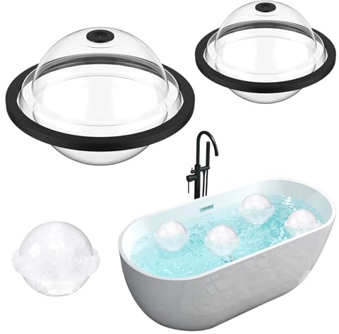 2 Pcs Extra Large Ice Cube Ball Moulds for ICES Bath, Reusable Sphere Shaped Ice Ball Maker Makes 9.8 Inch Big ICES Cube Tray Slow Melting for Collecting Picnic Freezer Drinks, Cooling Solution