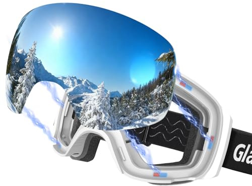GlaRid Gafas de Esquí Magnéticas para Hombre y Mujer, OTG, Blanco