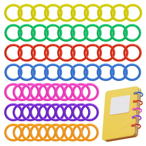 70 Stück Bunte Buchringe, 20 MM Kunststoff Ringbuch Ringe, Mehrfarben Karteikarten Ringe Für Karteikarten Für DIY Fotoalbum Album Scrapbook Handwerk Papier Karten
