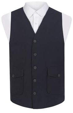 Dobell Mens Navy Moleskin Waistcoat Regular Fit 100% Cotton-XL (46-48in)