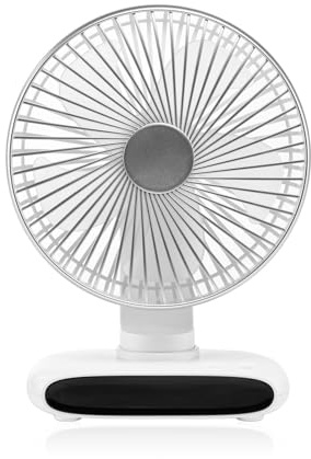 MALSSE Ventilador de escritorio USB de 3600 mAh, 6 velocidades, oscilante automático, para el hogar, baño, cocina, ventilador de escritorio USB