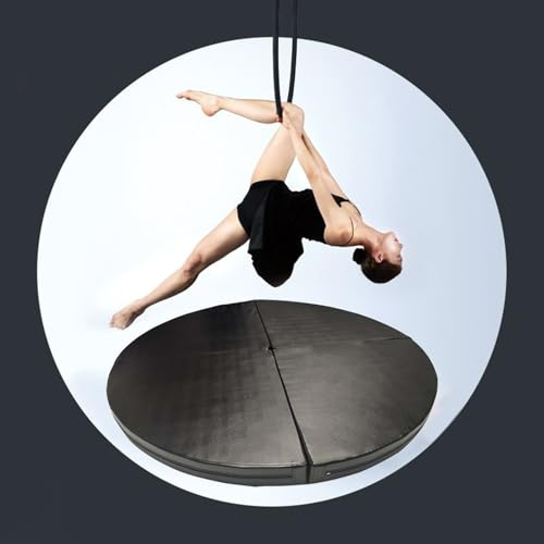 Sicherheitsmatte für Lyra-Hoop-Reifen aus Metall, verdickte Sicherheitsmatte für Aerial Yoga/Pole Dance, faltbare Fitnessmatte für Erwachsene und Kinder, Yogamatte (Schwarz, 150 cm x 5 cm (59 x