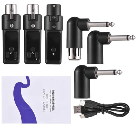 Microphone Sans Fil 2.4G, Système Émetteur et Récepteur XLR Rechargeable, Compatible Micro Dynamique, Noir - Transmission Audio Haute Qualité, Portée 30m, Pour Scène et Studio (2 émetteurs et 1
