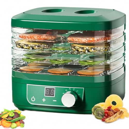 Déshydrateur Alimentaire Électrique 5 Plateaux pour Fruits, Viande & Légumes – Séchoir 360° Airflow avec Minuteur 72H, Contrôle De Température 35–70°C, sans BPA pour Snacks & Friandises green
