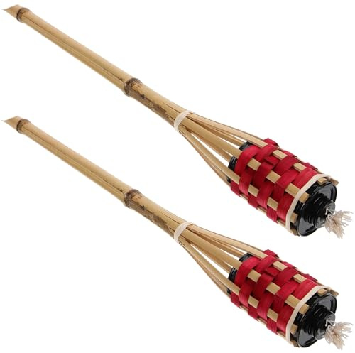 OATIPHO 2pcs Camping Torch Yard Bamboo Torch for Lawn and Patio Woven Bamboo Appearance Design Easy to Install and Remove for Birthday Party and Thanksgiving Day Outdoor Fire