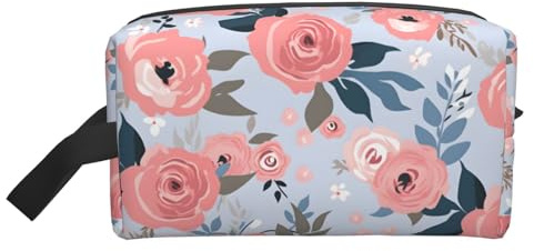 Mexpekil Pink Flowers Plants Travel Toiletry Bag for Women Men Waterproof Wash Bag Large Capacity Makeup Cosmetic Bags Portable Storage Pouch Organiser Bag