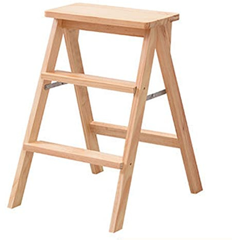 scaletta a gradini Sgabello pieghevole a 3 gradini for adulti/anziani, scaletta portatile in legno for cucina/camera da letto Woode(Natural)