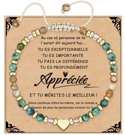 Lueaurra Idee Cadeau pour Femme Bracelet Pierres Naturelles Femme Original Cadeau Ado Fille Cadeaux Noel Femme Cadeau Anniversaire Bracelet Cadeau Amie Maman Sœur Maitresse
