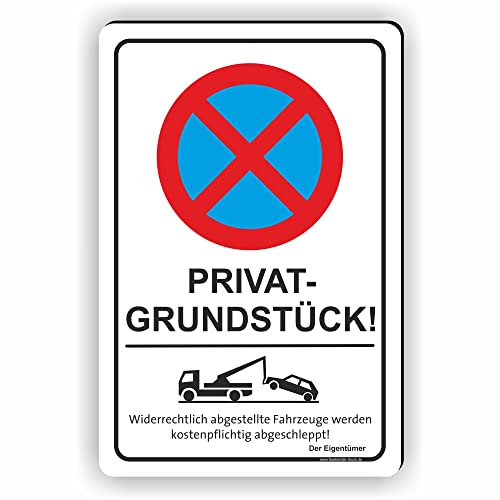 Fassbender-Druck SCHILDER - PRIVATGRUNDSTÜCK - Parken verboten Schild - Schild zum Markieren vom absoluten Parkverbot oder Privatgrundstück - Aluverbundplatte für einen Parkplatz (40x60cm Schild)