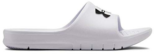 Under Armour Men's Core Path Slides, Fast-Drying and Comfortable Men's Slides, Long-Lasting Shower Sandals for Locker Rooms and Poolside,White / White / Black,12