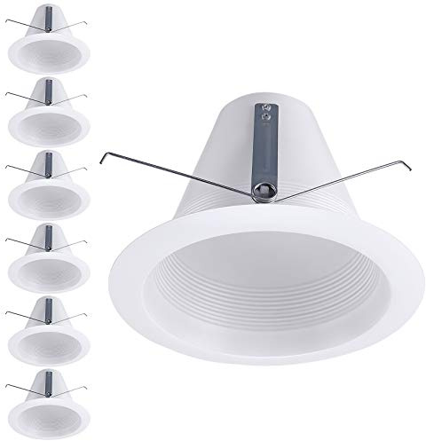TORCHSTAR 6 Inch Recessed Can Light Trim, Air Tight Baffle Trim, IC-Rated Anti-Glare for 6 Inch Can, Self-Flanged Recessed Light Trim, White, Pack of 6