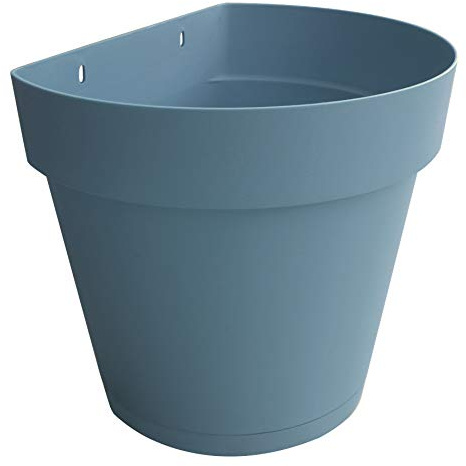 TABOR TOOLS VEM605A Jardinière murale en plastique pour jardin de fleurs vertical, salon ou herbes de cuisine, support mural en plastique avec dos plat et soucoupe attachée Bleu pastel 21,6 cm