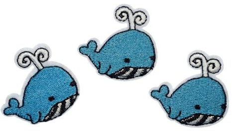 Miniblings Wal 3-pack strykbild påstrykningspenna hav 30 x 30 mm blå