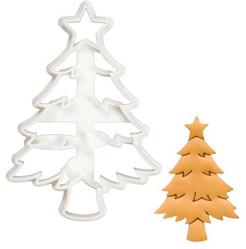 BAKERLOGY Christmas Tree Cookie Cutter - Detailed Biscuit Cutter Design for Baking and Crafts, Ideal on Fondant, Dough, Clay