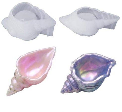 iSuperb 2 Stück Epoxidharz Formen Muschel Silikonform 3d Gießform Resin Molds für DIY Make-up Schwammhalter Dekorationen Kunsthandwerk (Muschel)