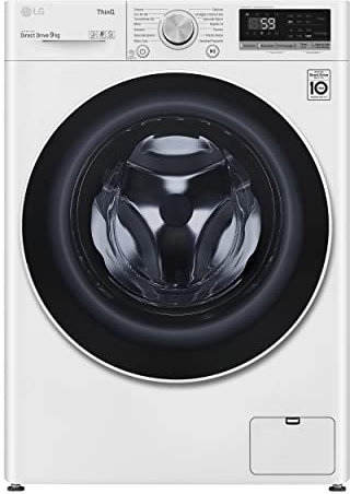 LG F4WV509N0E Lavatrice a Carica Frontale 9 Kg, 1400 Giri/min, Wi-Fi, Intelligenza Artificiale AI DD, Turbo Wash, Motore Inverter Direct Drive, Oblò in Vetro Temperato, 60x85x56.5 cm - Bianco