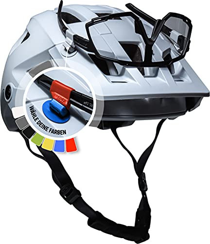 Magnet Brillenhalter für Helme & Fahrradlenker StiQx - Nie Wieder verkratze Brillen - Sicherer Halt auf den härtesten Trails!! (Brillenhalter Schwarz, Größe M - Helmhalter Schwarz)