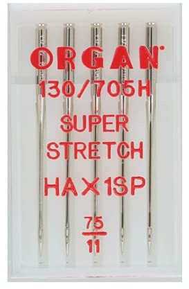 Organ Needles 5435075 Maschinennadeln, Silber, 75/11 Größe, 5 Count