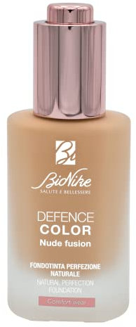 Bionike Defence Color - Fondotinta Nude Fusion Perfezione Naturale SPF 15, Assorbe il Sebo e Uniforma l'Incarnato, Dona una Pelle Levigata e Luminosa, 30 ml