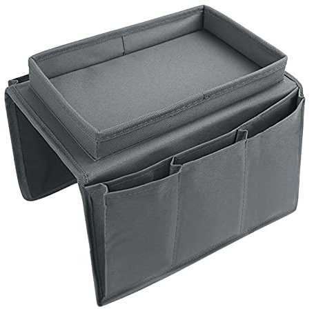 Faxianther Sofa Armchair Organiser Couch Arm Rests Storage Bag Tidy Table bedside Chair Caddy with Snacks Tea Cup Holder Tray Magazine Books Remote Control Phone Pockets Home Organiser