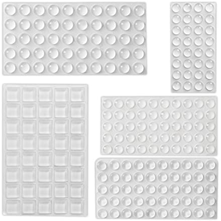 Relaxdays Gummipuffer, 222er Set, selbstklebend, transparent | Anschlagpuffer in 5 Größen, Gumminoppen für Glasplatten
