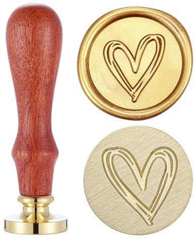 Heart Wax Seal Stamp, Yoption Vintage Brass Head Wooden Handle Sealing Stamp for Wedding Invitations