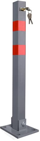 Randaco Parkpfosten Parkplatzsperre 3 Schlüssel Sperrpfosten klappbar Stahl Robust Standfuß Stabil Park Poller Set, 1 Stück