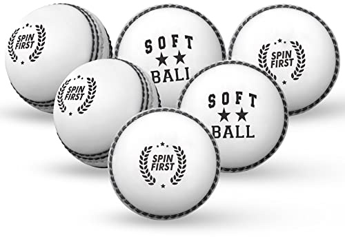 Junior Cricket Balls Skills Cricket Balls | Skumbollar med traditionella sömmar | Cricketträning och övning - Mjuk röd cricketboll (vit)