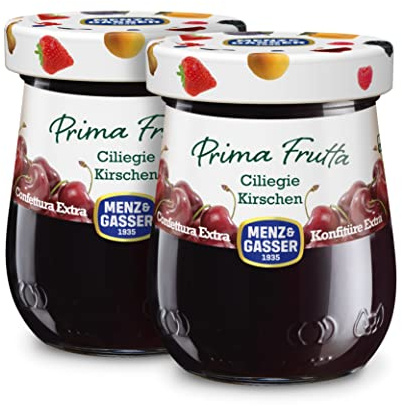 Menz&Gasser, Confettura Extra di Ciliegie Prima Frutta, con 50% di Frutta, Realizzata con Frutti di Alta Qualità IQF, Lavorata in Trentino-Südtirol, Naturalmente Senza Glutine, Vegan, 2x340g